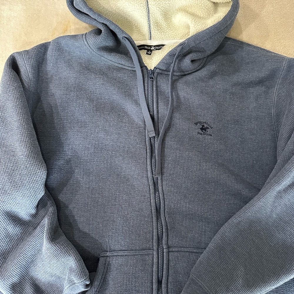 Beverly Hills Polo Club Blue Gray Zip-Up Hoodie